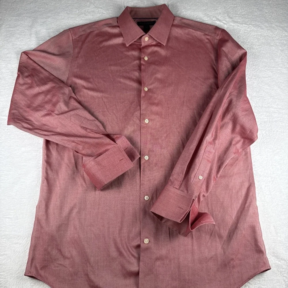 Banana Republic Non Iron Tailored Slim Fit Red Shirt Men's Size L (16-16 1/2)‎